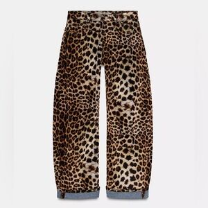 Zara FLOCKED ANIMAL PRINT PANTS ZW COLLECTION LIMITED EDITION